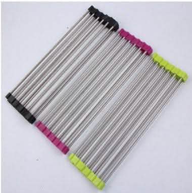 Folding Kitchen Drain Rack - Stainless Steel Sink Organizer - Vezir