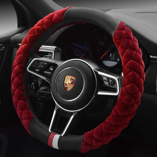 Plush Steering Wheel Cover - 38cm Winter Car Protection - Vezir
