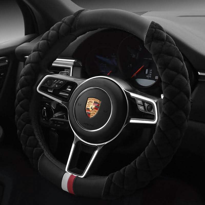 Plush Steering Wheel Cover - 38cm Winter Car Protection - Vezir