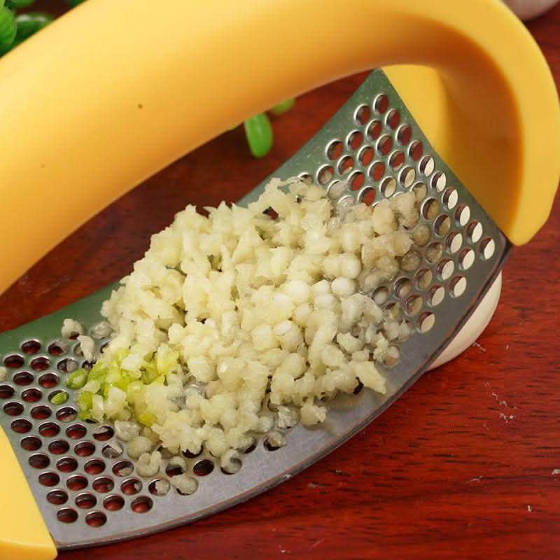 Stainless Steel Garlic Press - Manual Curve Masher Tool - Vezir