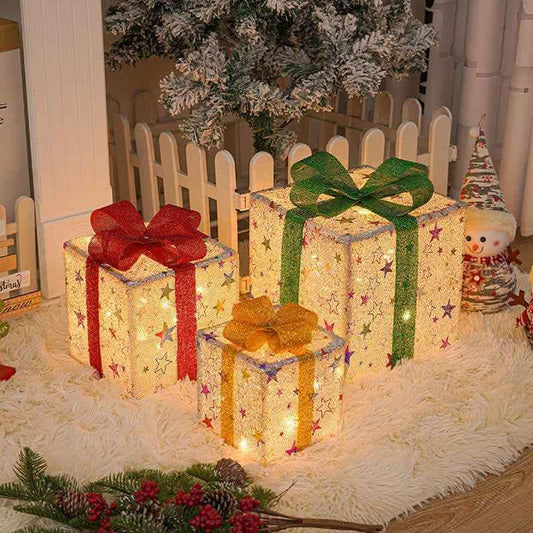 LED Christmas Gift Box Decorations - Luminous Holiday Yard Decor - Vezir