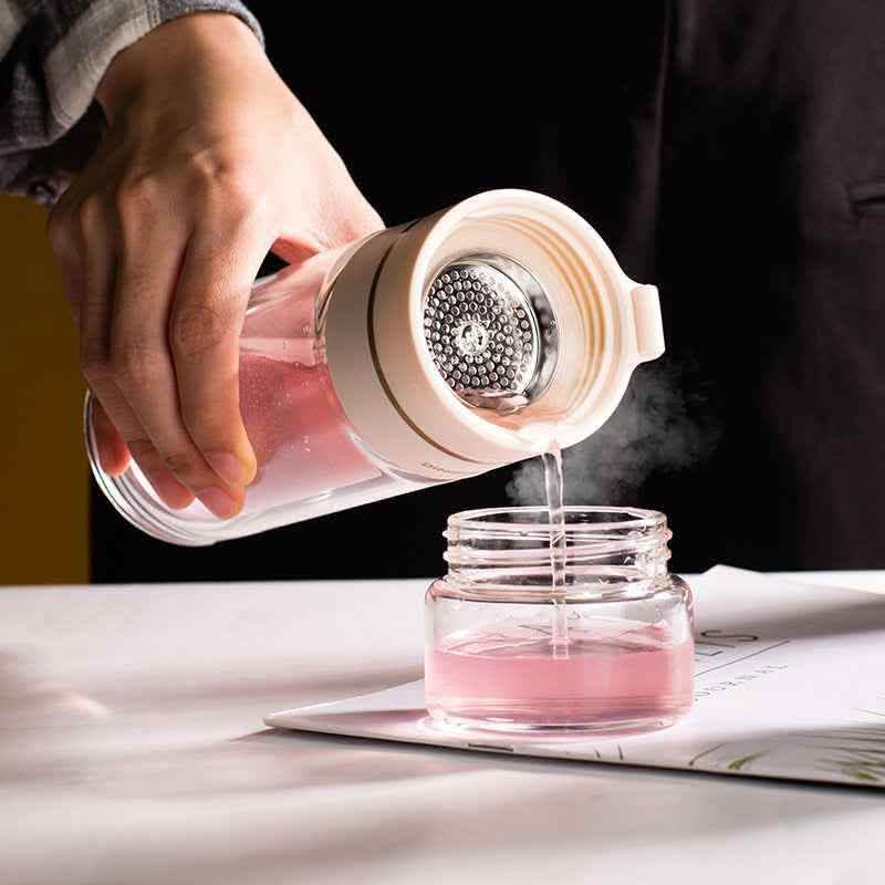 Glass Water Bottle - Tea Infuser Filter Double Wall Design - Vezir