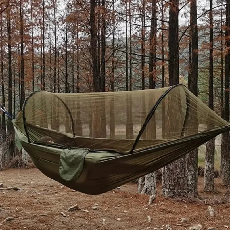 250X120Cm Outdoor Hammock with Net – Lightweight Parachute Fabric for Camping & Travel