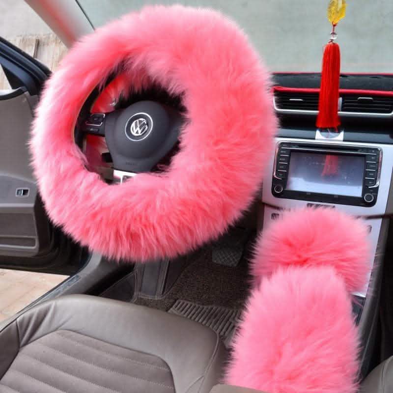 3-Piece Wool Steering Wheel Cover - Premium Car Interior Set - Vezir