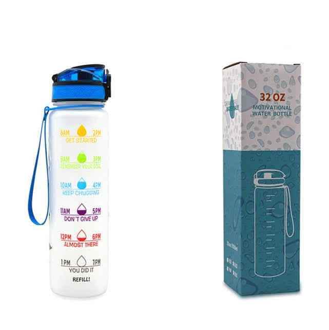 1L Tritan Water Bottle - Time Marker Motivational Sports Cup - Vezir