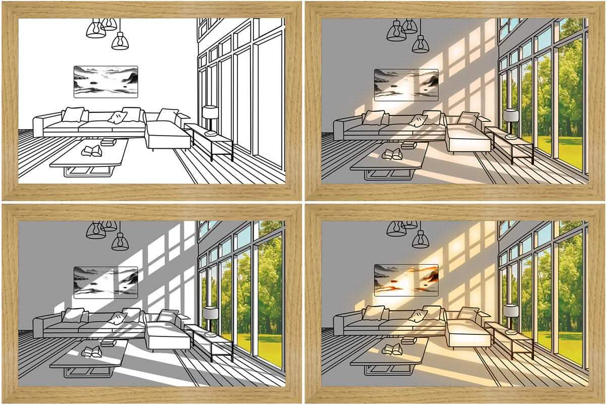 Illuminated LED Picture Light - Modern Sunshine Art Night Lamp - Vezir
