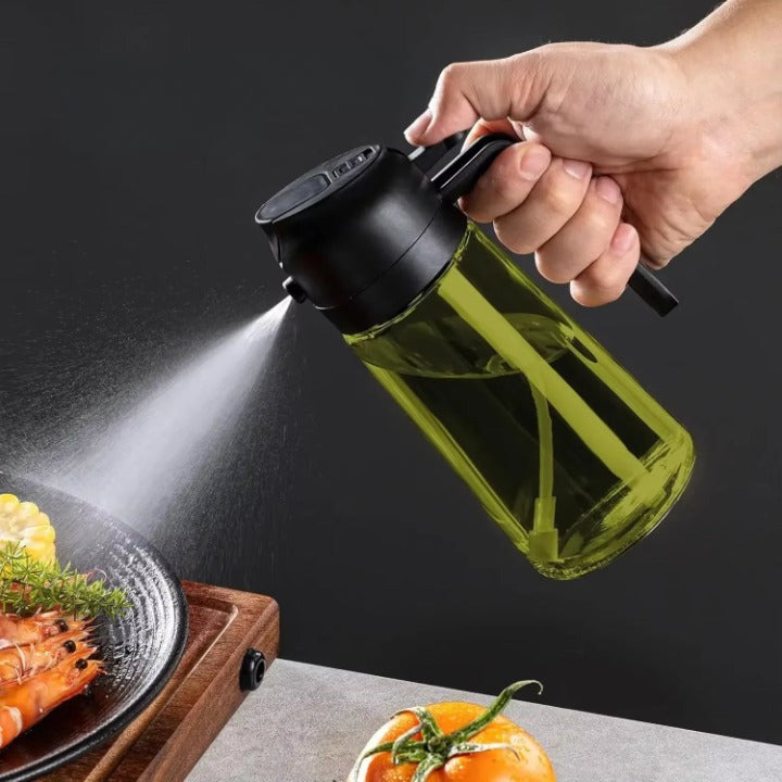 2-In-1 Dark Glass Oil Sprayer Olive Oil Dispenser Black Lightproof Oil Sprayer for Cooking Salads and Barbecues Barbecue Tools