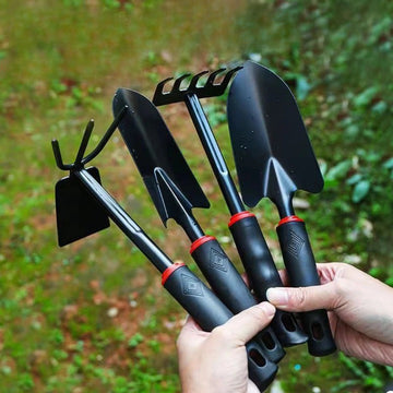 Alloy Steel Garden Tool Set – Tooth Rake, Trowel, Wide Shovel & Dual-Purpose Rake