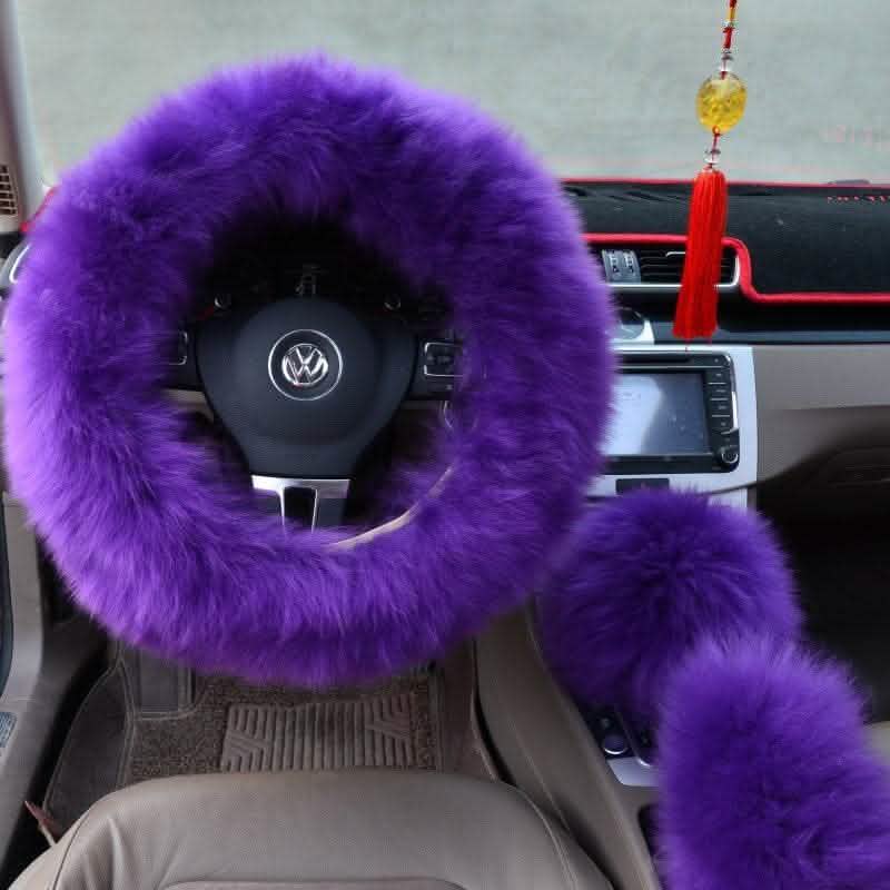 3-Piece Wool Steering Wheel Cover - Premium Car Interior Set - Vezir