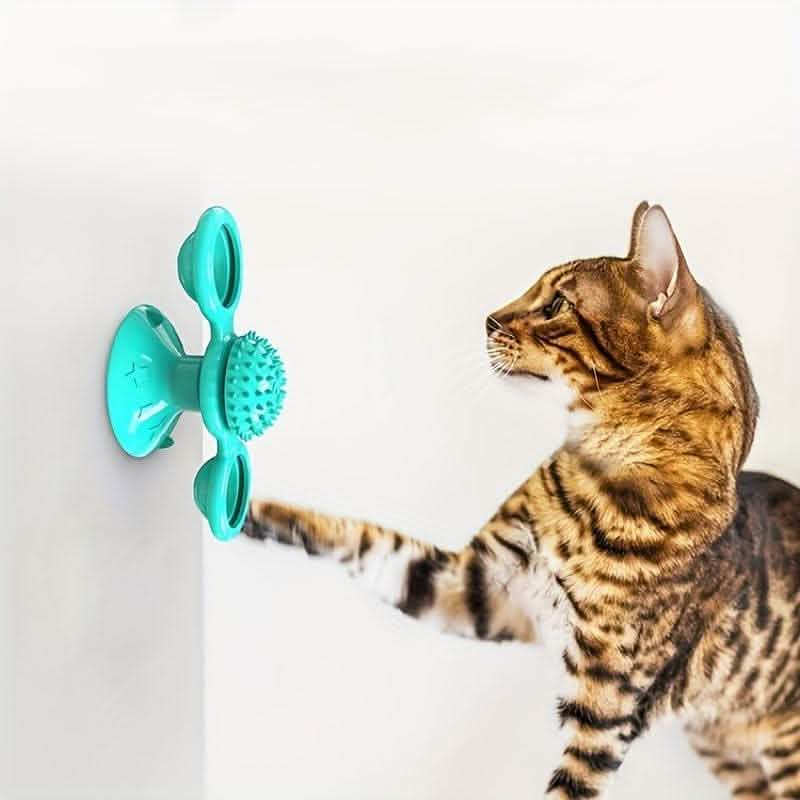Interactive Windmill Cat Toy - Rotating Suction Cup Catnip Toy - Vezir