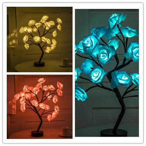 Rose Flower LED Lamp - USB Battery Bonsai Tree Night Light - Vezir