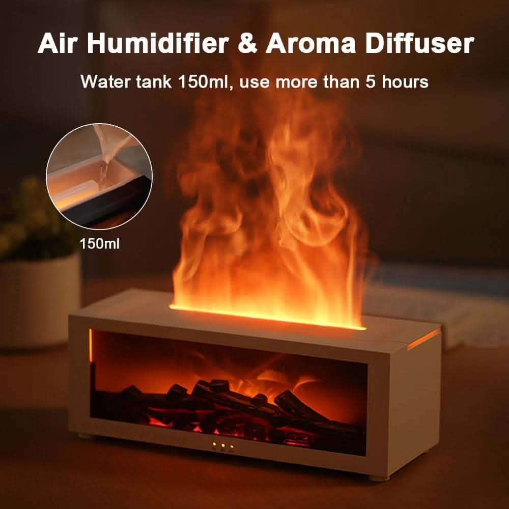 3D Flame Fireplace Diffuser - Large Volume Aromatherapy - Vezir