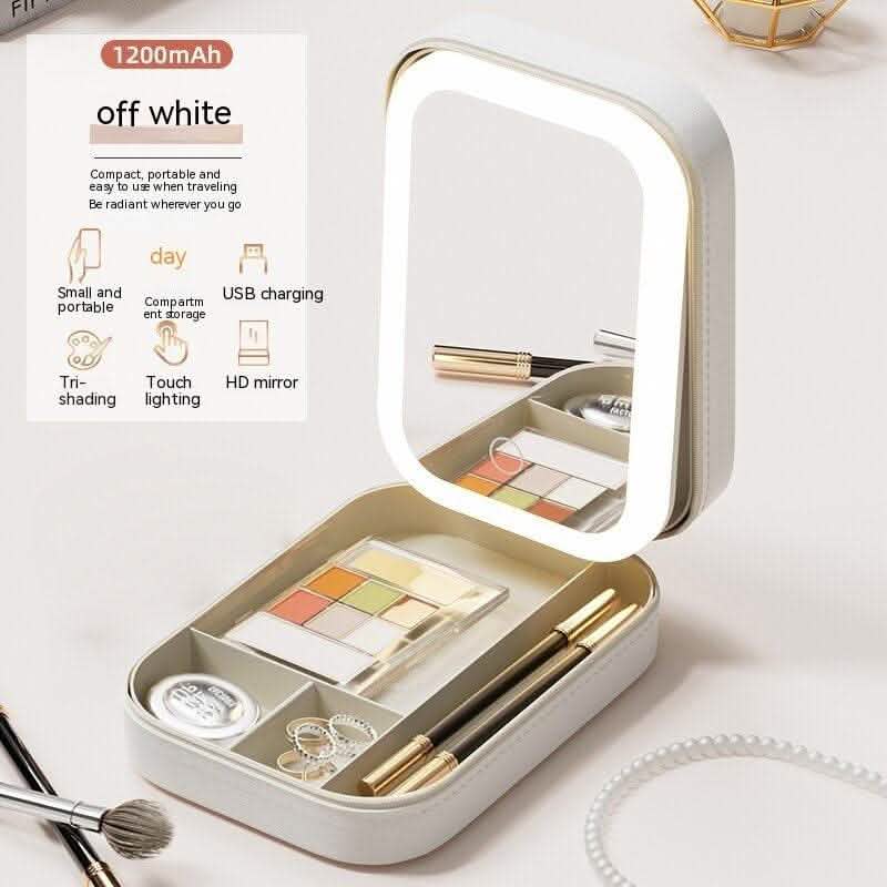 LED Makeup Storage Box - Portable Travel Cosmetics Organizer - Vezir