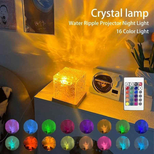 Elite LED Water Ripple Night Light - 16-Color USB Crystal Projector - Vezir
