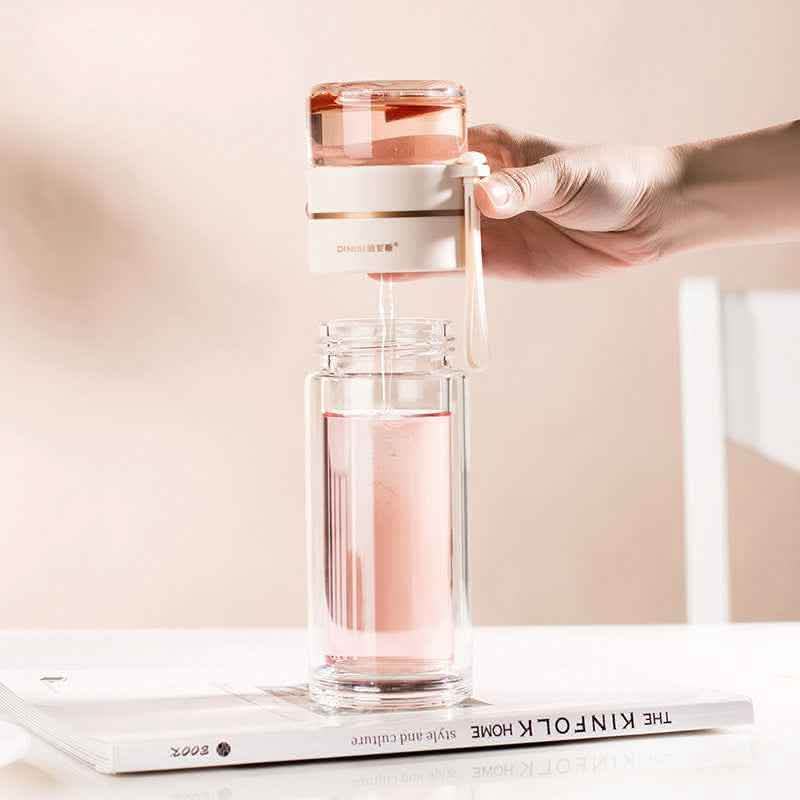 Glass Water Bottle - Tea Infuser Filter Double Wall Design - Vezir