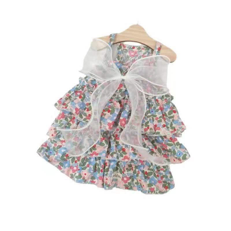 Spring Summer Dog Dress - Cotton Floral Pet Clothing - Vezir