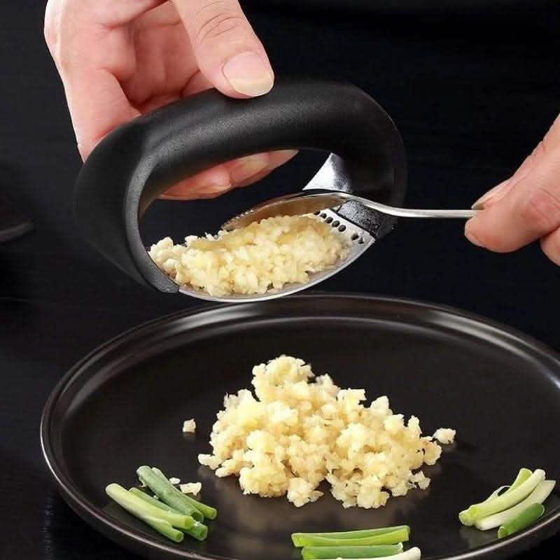 Stainless Steel Garlic Press - Manual Curve Masher Tool - Vezir
