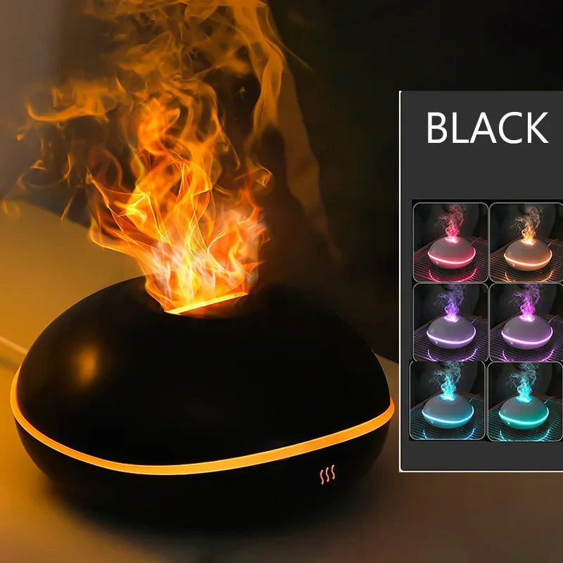 7 Colores Fire Flame Wood Grain Aromatherapy Machine Humidifier Aroma Diffuser Air Ultrasonic Mist Maker Fogger Aroma
