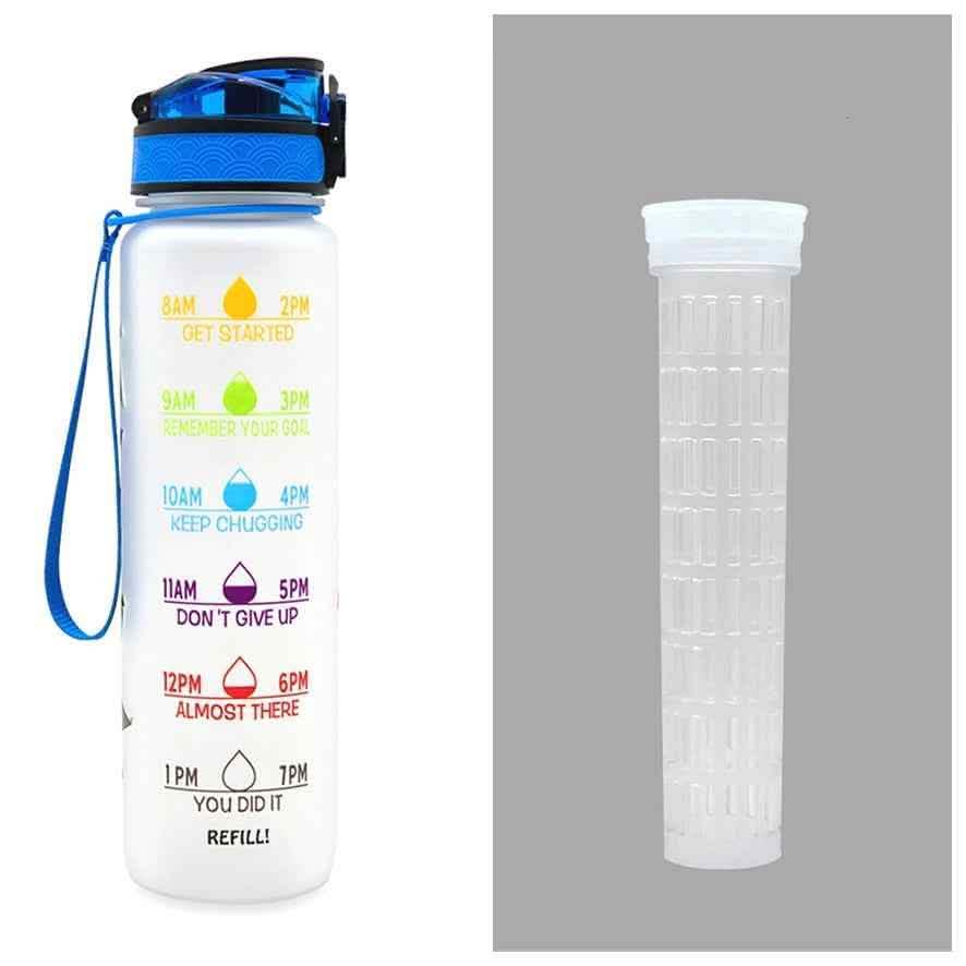 1L Tritan Water Bottle - Time Marker Motivational Sports Cup - Vezir