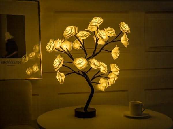 Rose Flower LED Lamp - USB Battery Bonsai Tree Night Light - Vezir