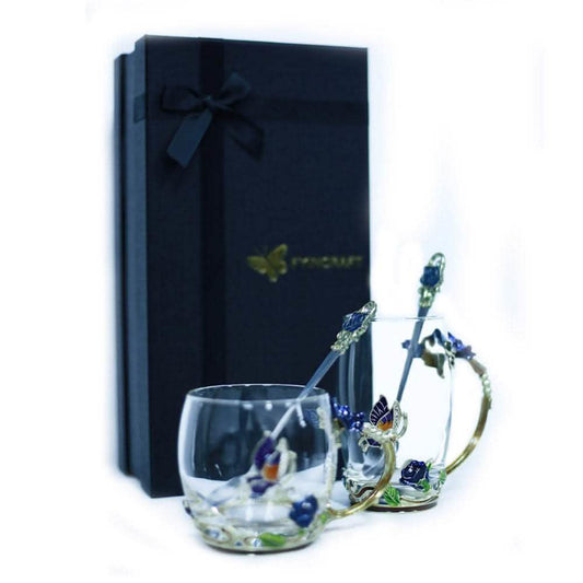Enamel Glass Water Cups - Premium Drinking Glasses Set - Vezir