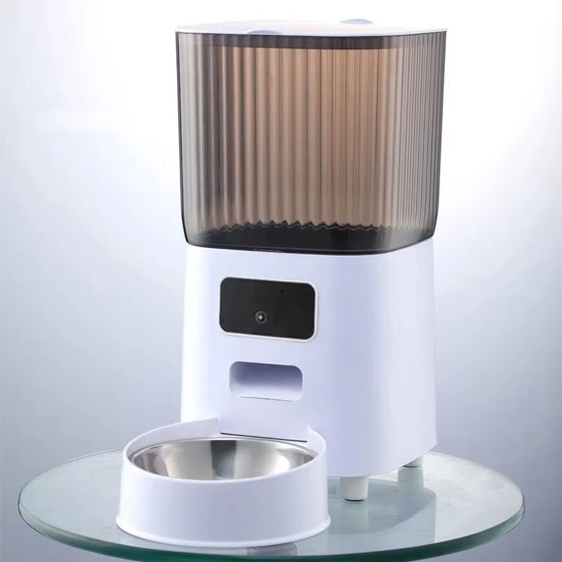 5L Double Bowls Smart Automatic Cat Feeder with Camera Cat Dry Food Video Dispenser Pet Smart Voice Recorder Auto Feeder for Dog Single Bowl Wifi