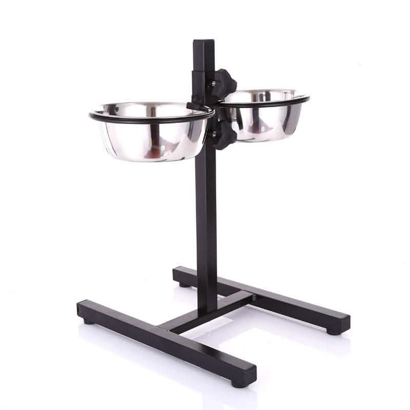 Adjustable Height Dog Bowl - Stainless Steel Elevated Feeder - Vezir