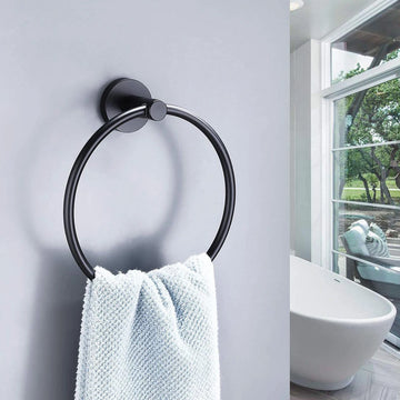 Bathroom Towel Ring Hardware Accessories Storage Holder 304 Stainless Steel Matte Black Hand Towel Holder round Towel Hanger