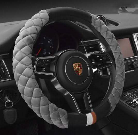 Plush Steering Wheel Cover - 38cm Winter Car Protection - Vezir
