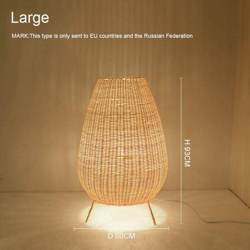 Japanese Rattan Floor Lamp - Art Living Room Bedroom Light - Vezir