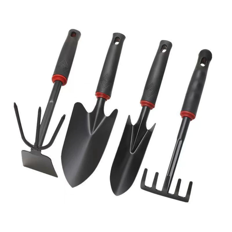 Alloy Steel Garden Tool Set – Tooth Rake, Trowel, Wide Shovel & Dual-Purpose Rake Horticulture 4 Piece