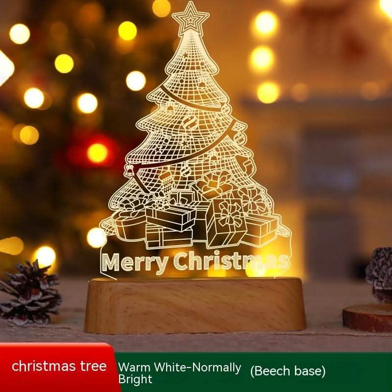 3D Christmas LED Night Light - Acrylic Holiday Decoration Lamp - Vezir