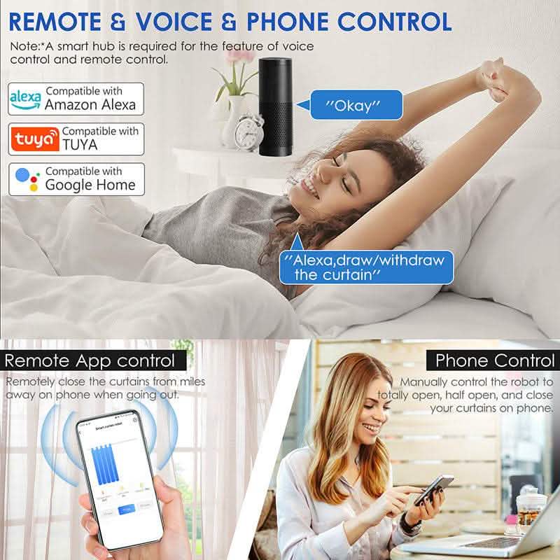 Smart Electric Curtain Robot - Automatic Roman Rod Track System - Vezir