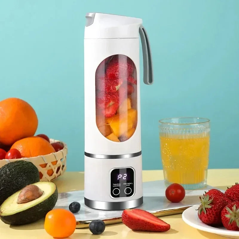 12 Blades Portable Fruit Juicer 450Ml Capacity 3 Gears USB Rechargeable Blender Ice Crusher for Shakes and Smoothies Juicer Cup