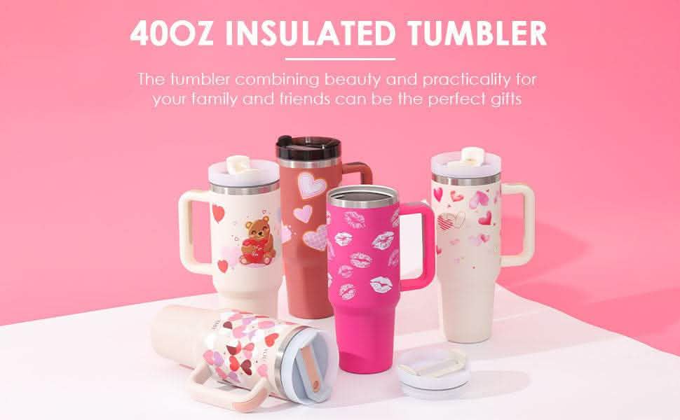 40oz Insulated Tumbler - Stainless Steel Travel Mug with Handle - Vezir