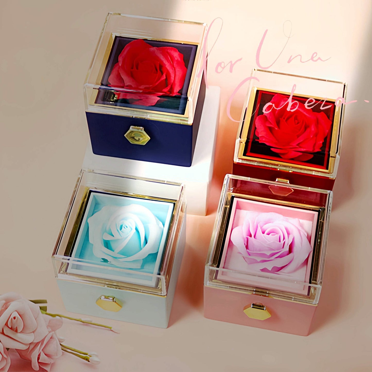 Rotating Rose Gift Box - Soap Flower Valentine's Day Present - Vezir