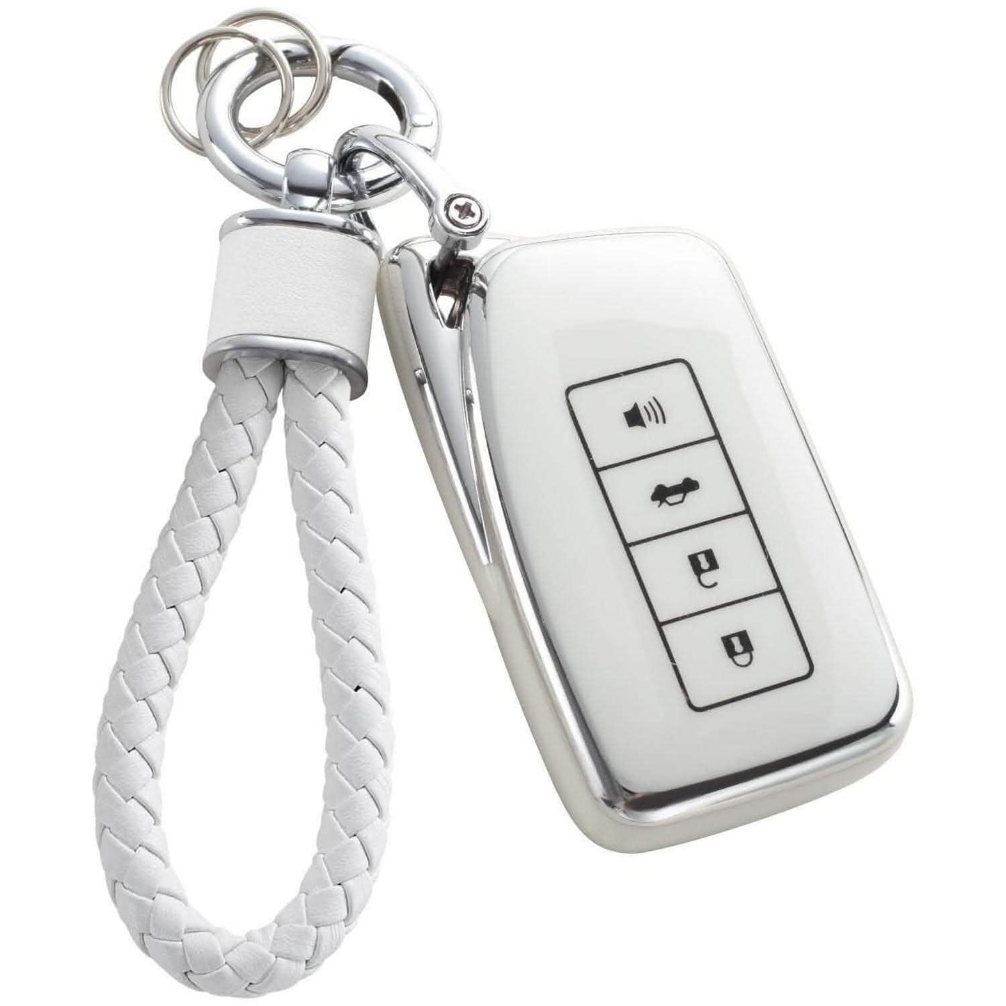 Silver Edge Car Key Cover - Matching Key Chain Pendant - Vezir