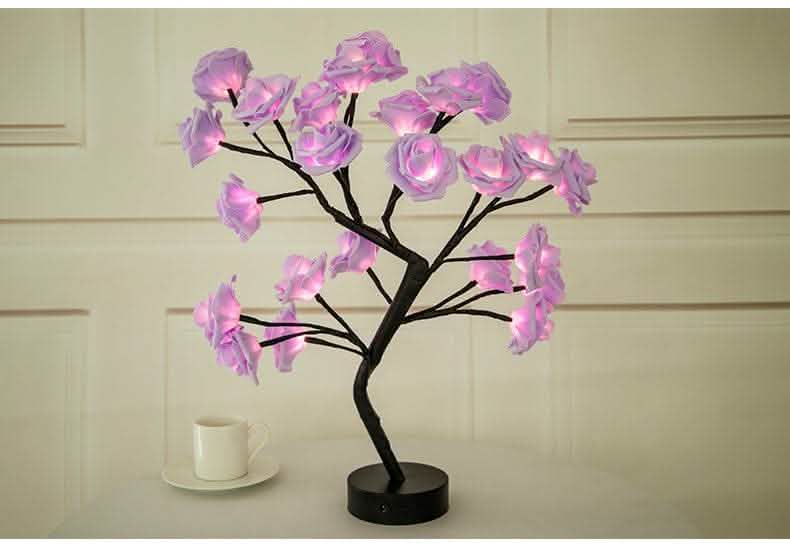 Rose Flower LED Lamp - USB Battery Bonsai Tree Night Light - Vezir