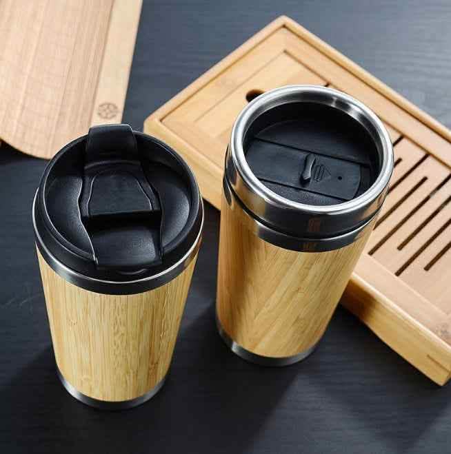 Elite Bamboo Coffee Cup - 420ml Thermal Insulating Travel Mug - Vezir