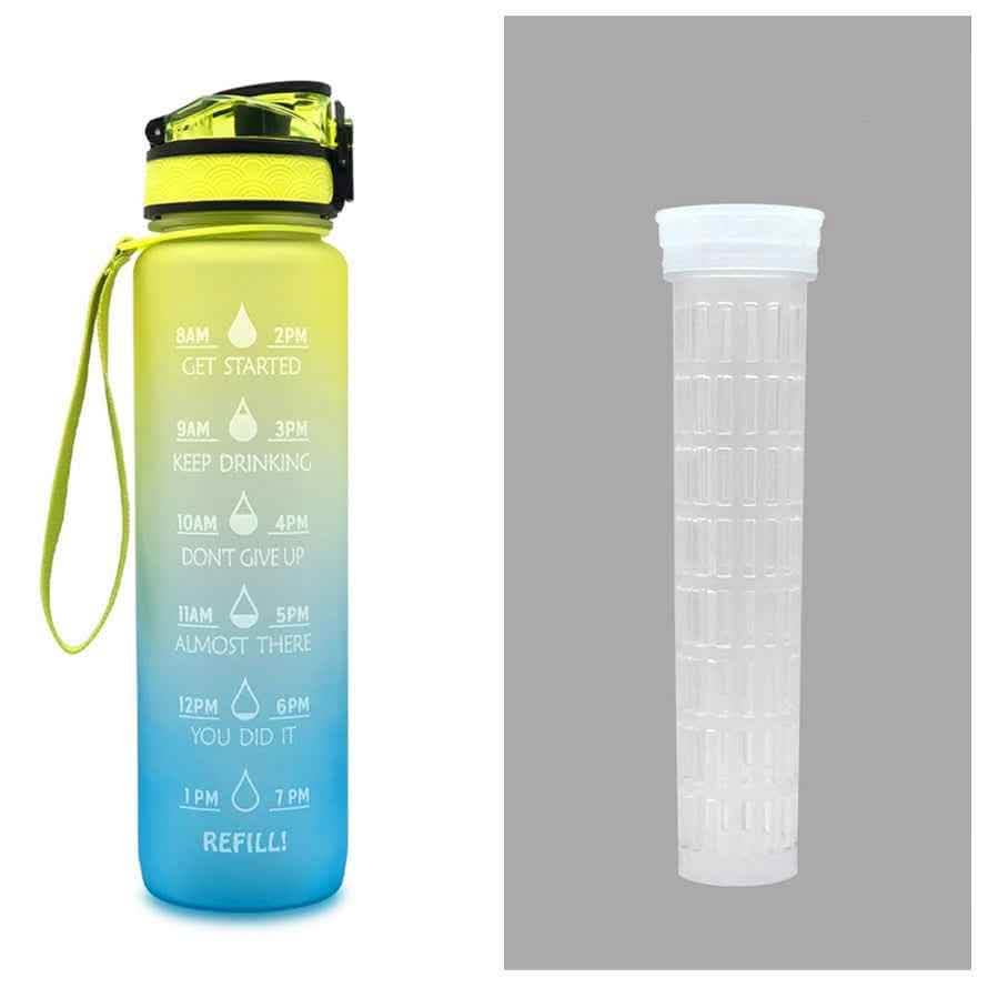 1L Tritan Water Bottle - Time Marker Motivational Sports Cup - Vezir