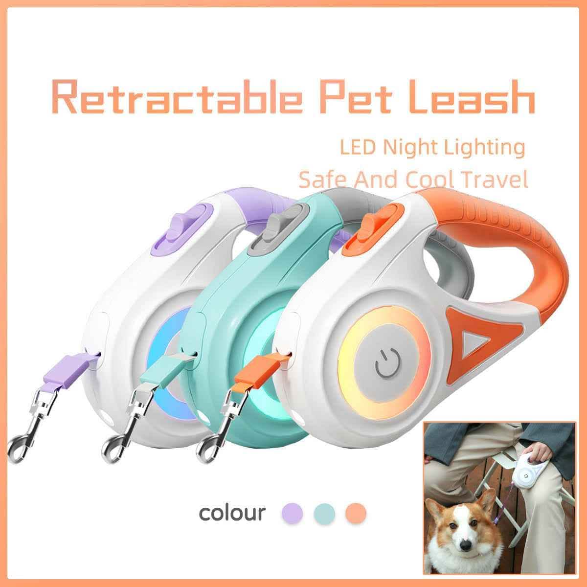Luxury Retractable Dog Leash - LED Spotlight Walking System - Vezir