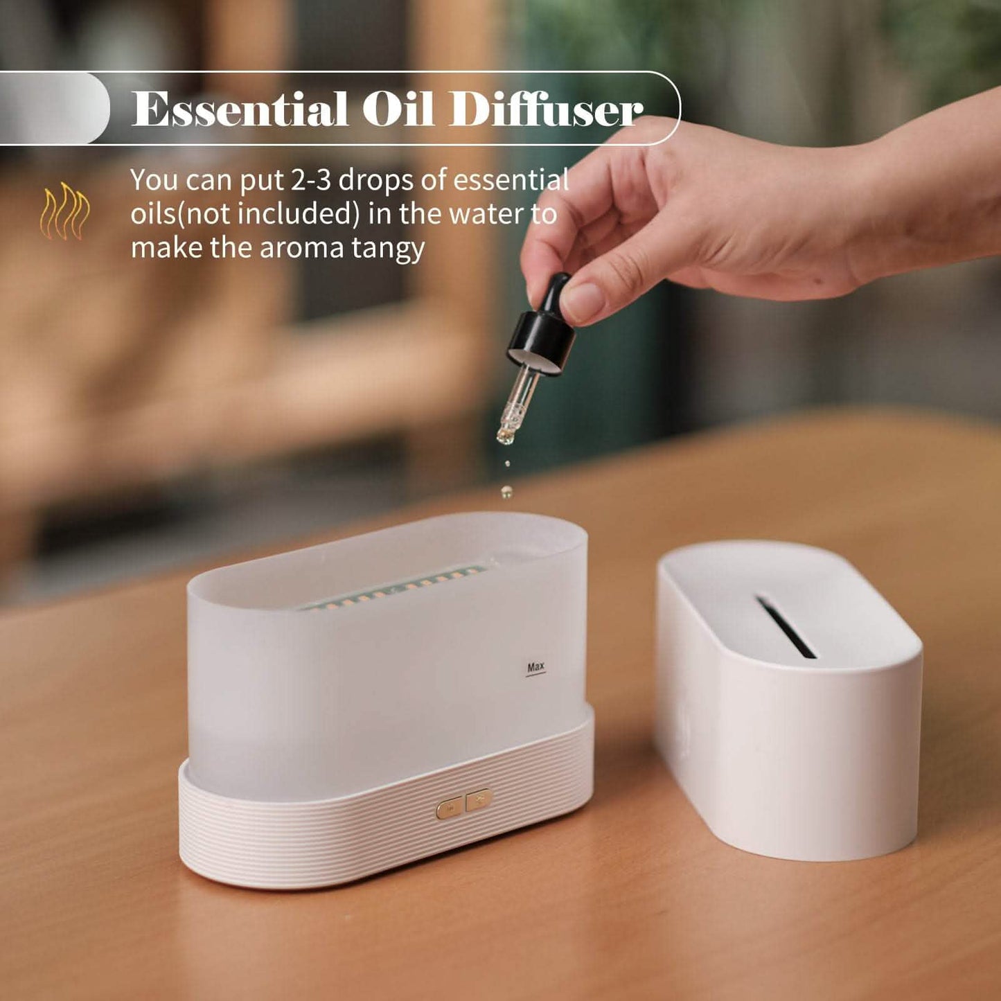 Flame Light Aroma Diffuser - Mist Humidifier with Auto-Off - Vezir