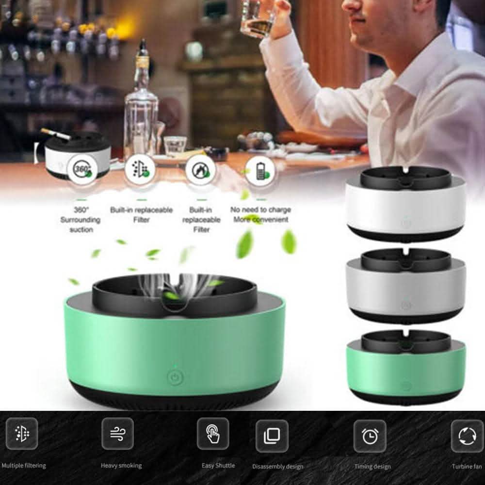 Smart Air Purifying Ashtray - Smoke Removal & Anion Technology - Vezir