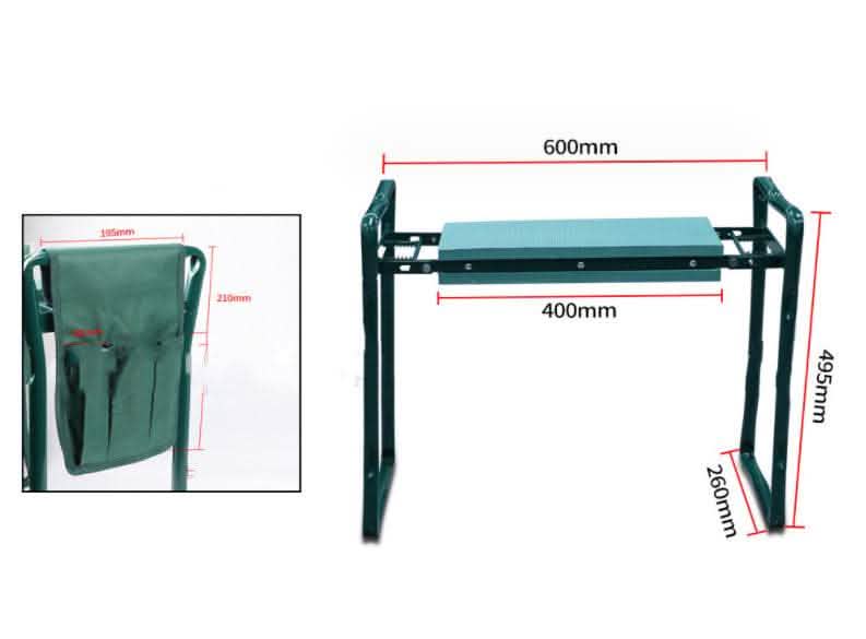 Foldable Garden Bench Chair - Outdoor Tool Pouch Kneeler - Vezir