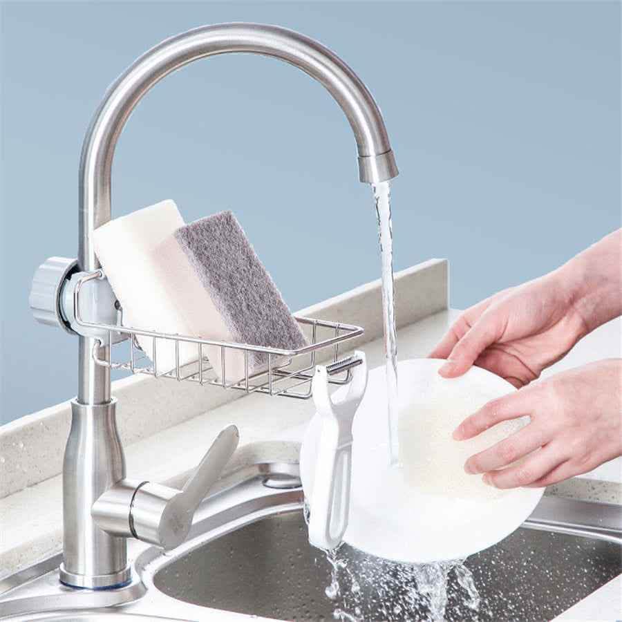 Adjustable Sink Drain Rack - Sponge Storage Organizer - Vezir