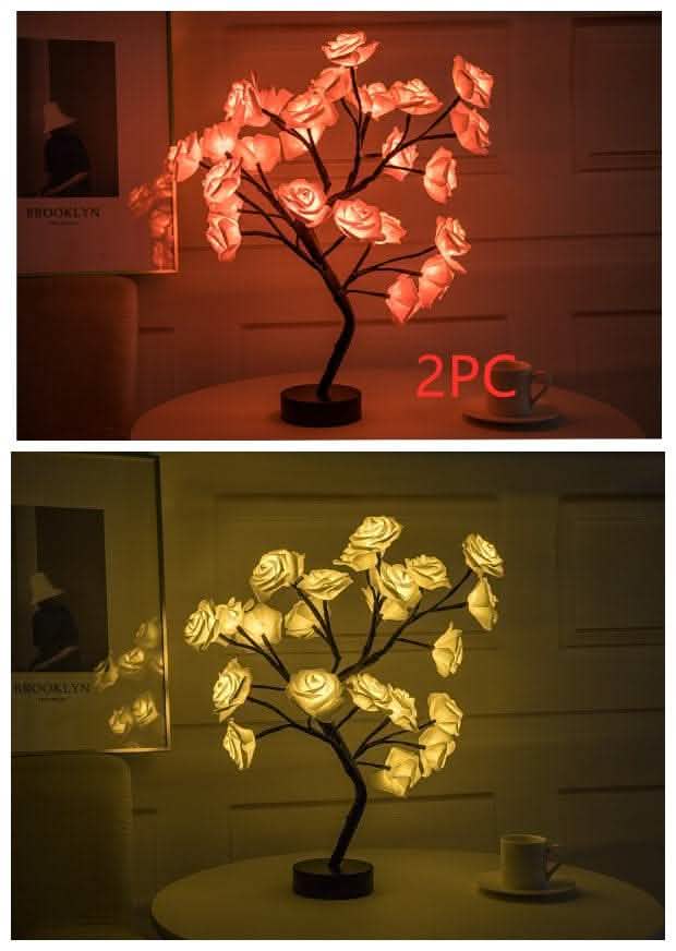 Rose Flower LED Lamp - USB Battery Bonsai Tree Night Light - Vezir