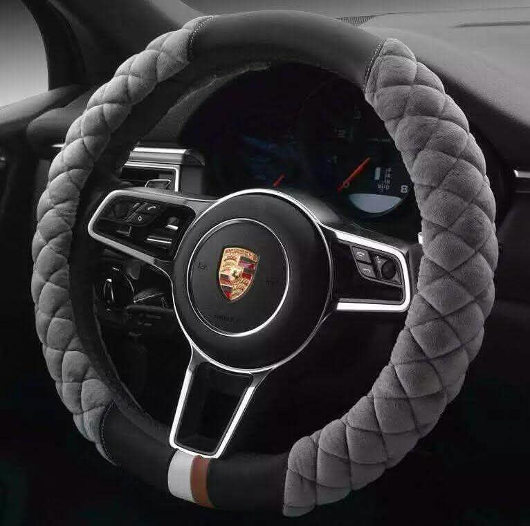 Plush Steering Wheel Cover - 38cm Winter Car Protection - Vezir