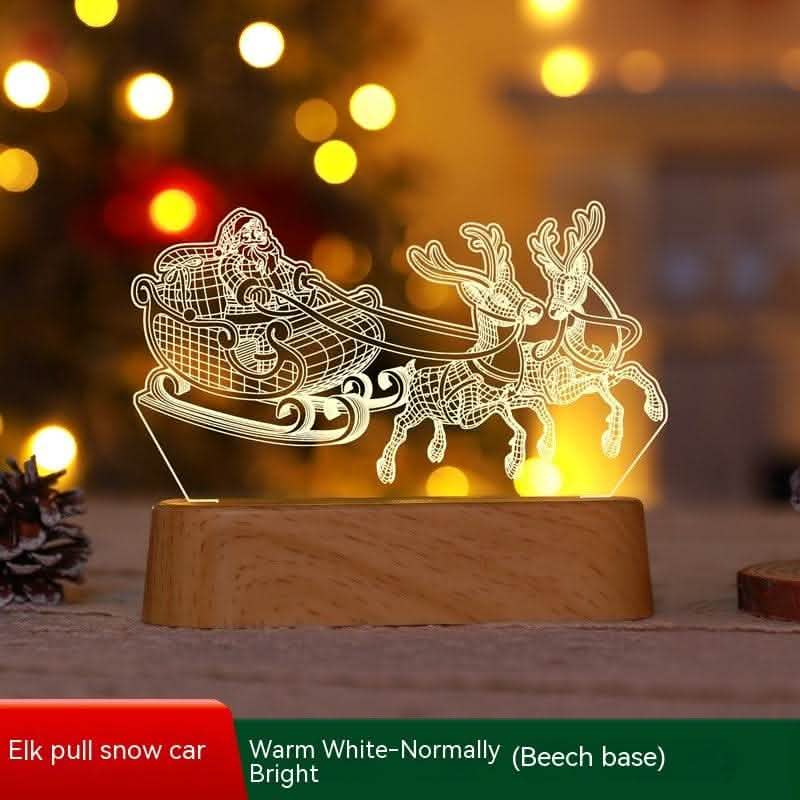 3D Christmas LED Night Light - Acrylic Holiday Decoration Lamp - Vezir