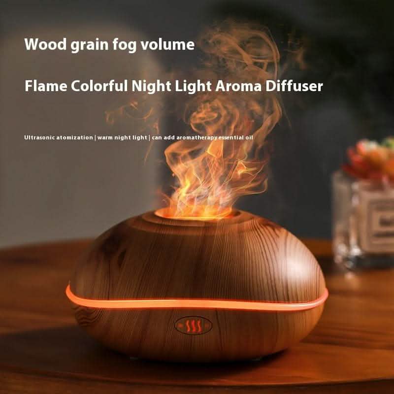 Wood Grain Flame Humidifier - Colorful Aromatherapy Diffuser - Vezir