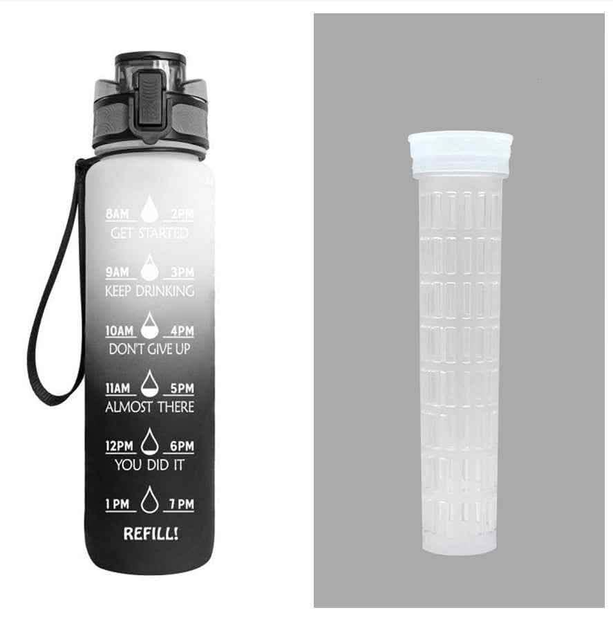 1L Tritan Water Bottle - Time Marker Motivational Sports Cup - Vezir